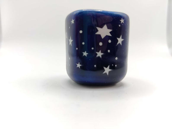 Cobalt Ceramic Starry Chime Candle Holder - Silver